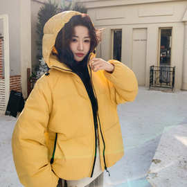 黄色连帽短款羽绒服女2025冬季新款超好看韩系休闲保暖白鸭绒外套