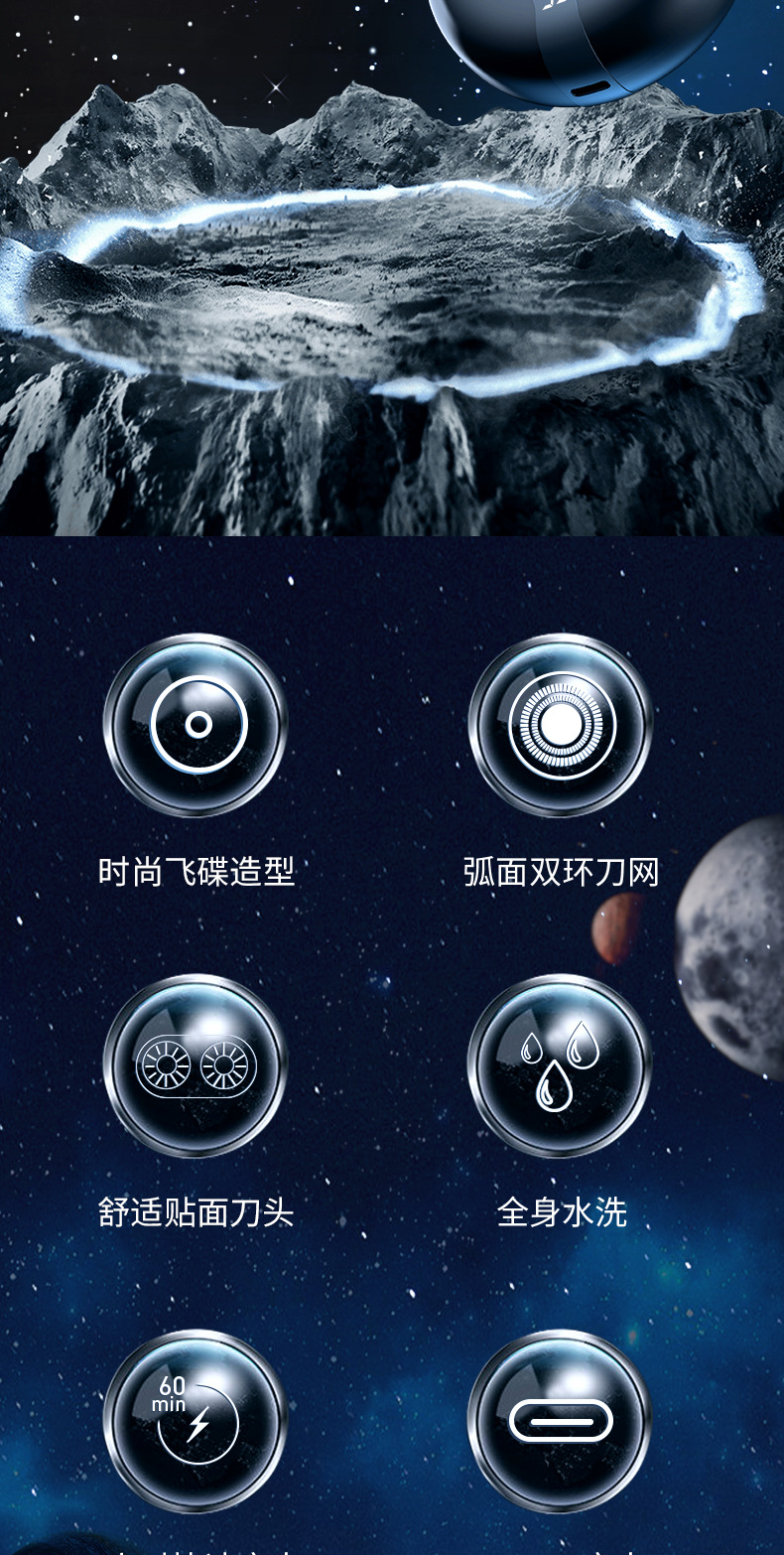 Description Picture 3 of itemXIAOMI Youpin Komingdon Electric Rotary Shaver Two Floating Heads Waterproof Shaver USB Rechargeable Steel Razor for Men G2