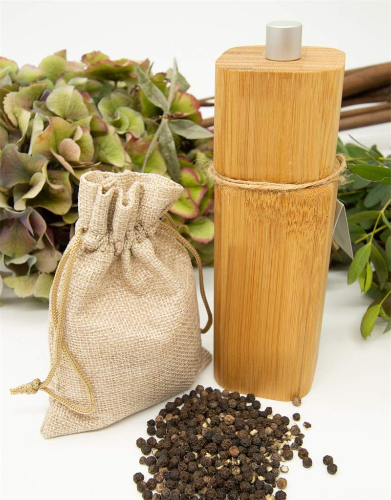 Plaza de molino de pimienta de bambú molinillo de pimienta manual de sal de mar molinillo de pimienta barbacoa herramienta de barbacoa