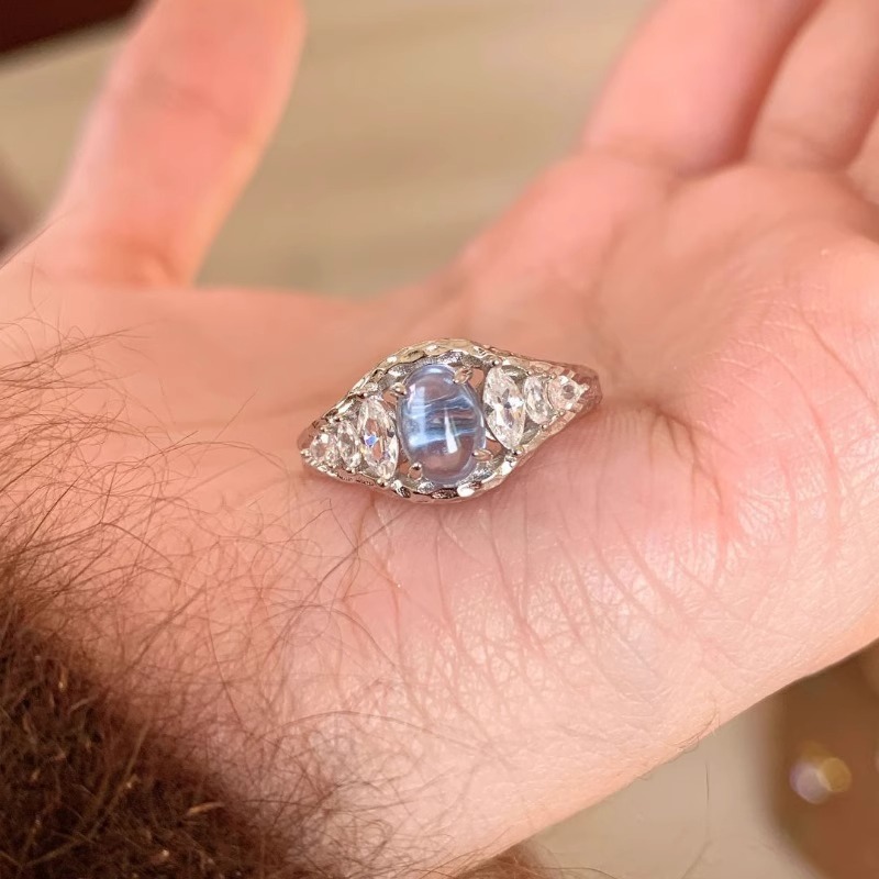 Luxury Sapphire Lava Texture Designer Ring For Women Elegant_voghion.com