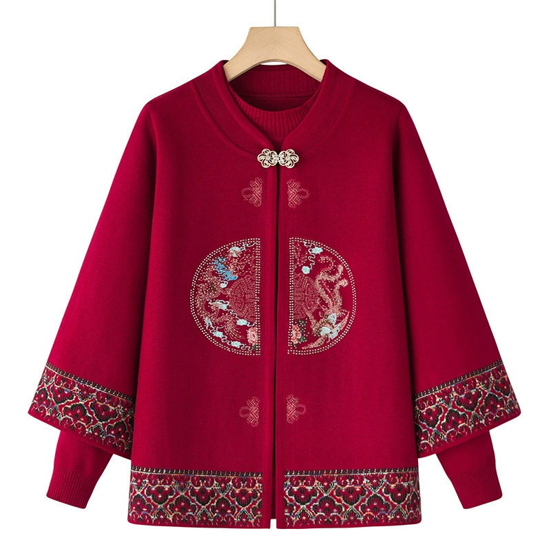 Пожилые люди осенние платья бабушки вязаные свитера пальто для пожилых мам весной и осенью