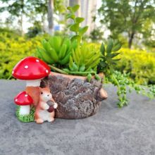 多肉园艺装饰户外花园庭院仿真可爱萌系松鼠松果蘑菇花盆摆件装饰