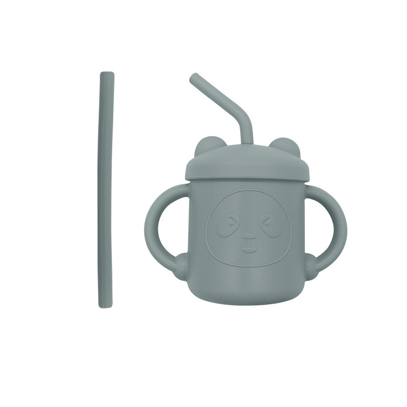 Taza de paja para niños taza de silicona taza de agua de Panda