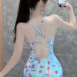 连体高级版新款感泳装少女游泳馆竞技专业游泳衣女三角风简约竞速