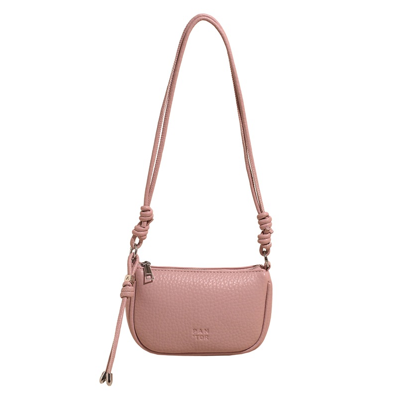 Bolsos pequeños populares de este año 2025 primavera y verano nuevos bolsos de mujer bolso de hombro con patrón de lichi fresco bolso de mensajero de letras casuales