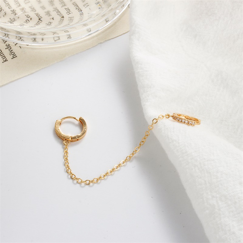 Style, personnalité, mode, boucles d'oreilles à double cercle, boucle ronde en zircon simple, boucles d'oreilles à chaîne à pompon simples et longues_voghion.com