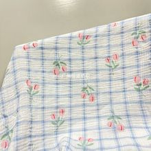 全棉双层纱布小碎花绉布格子风印花绉布婴儿家居服童装睡衣布料