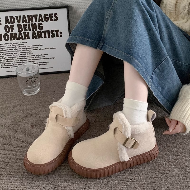 2023 New Winter Versatile Thick Sole with Plush and Thickened Warm Two Cotton Shoes for External Wear, Non Slip_voghion.com