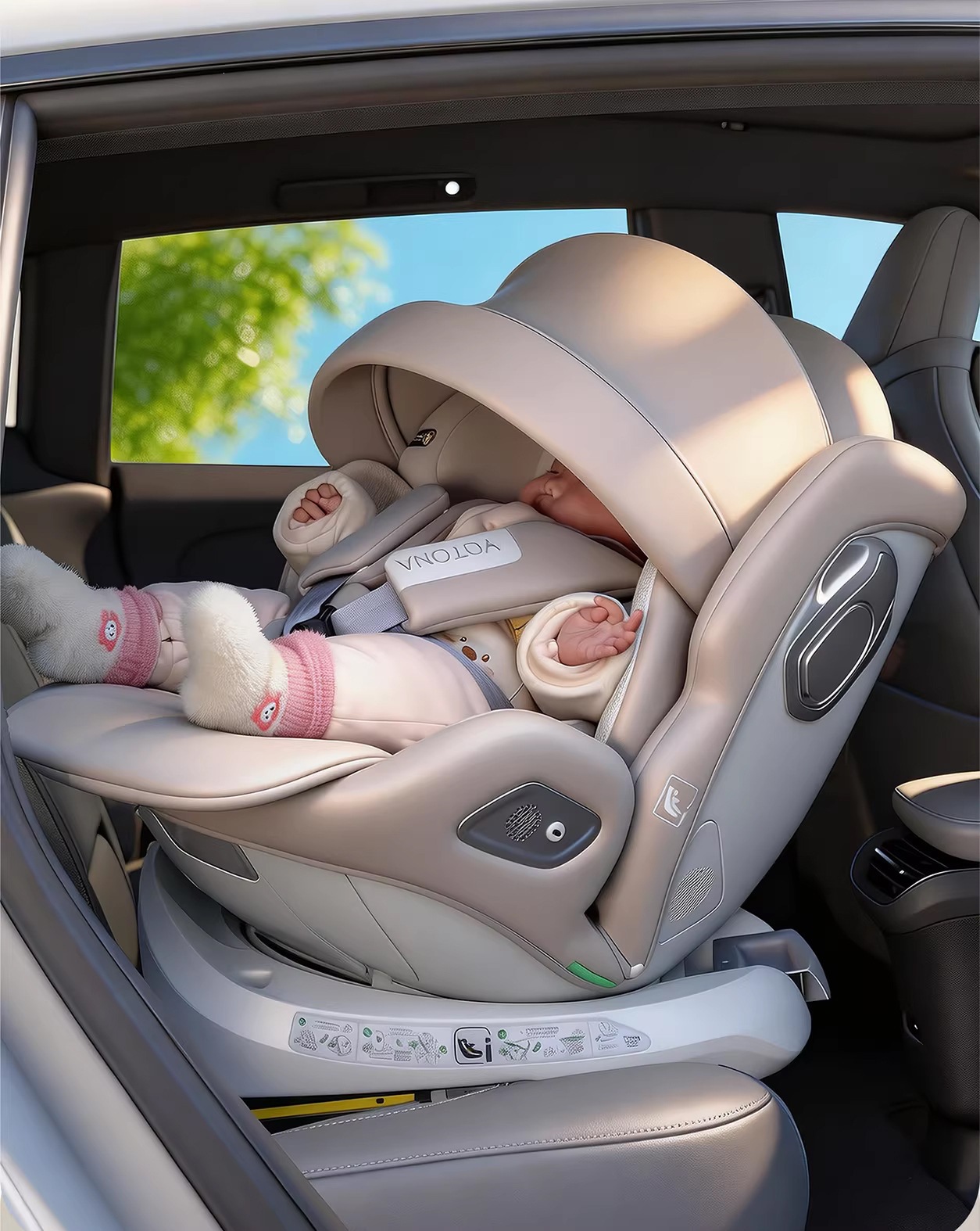 Special offer: German-certified iSize child car seat, suitable for babies and toddlers aged 0-12, with a rotating and reclining function