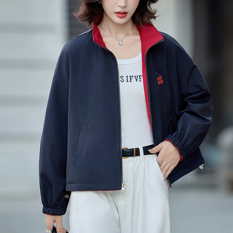 时尚立领风衣短外套女两面穿2025春秋新款高级感减龄休闲夹克上衣|undefined