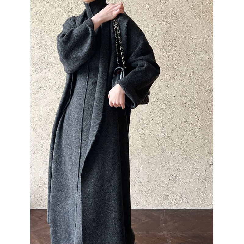Korean-Style Mid-Length Knitted Cardigan, Sleeveless Sweater Dress, Half-High Collar Slip Dress, Elegant Two-Piece Set Korean-Style Mid-Length Knitted Cardigan, Sleeveless Sweater Dress, Half-High Collar Slip Dress, Elegant Two-Piece Set