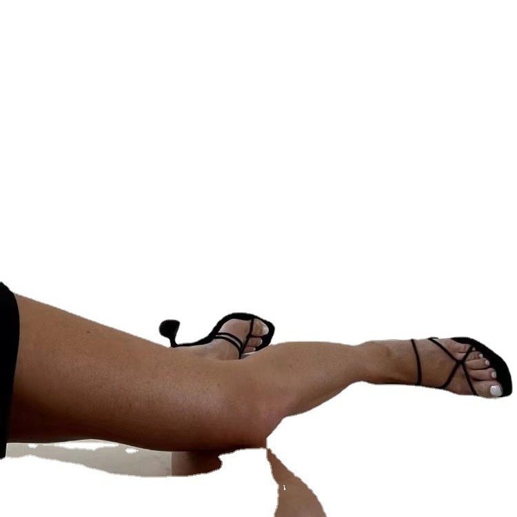 2023 Foreign Trade Plus Size Summer New European And American Fashion Square Toe Wine Glass High Heel Cross Strap_vogvips.com