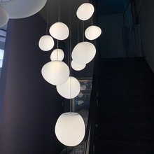 創意個性鵝卵石蛋異形玻璃吊燈北歐簡約客廳餐廳吧台卧室復式樓梯