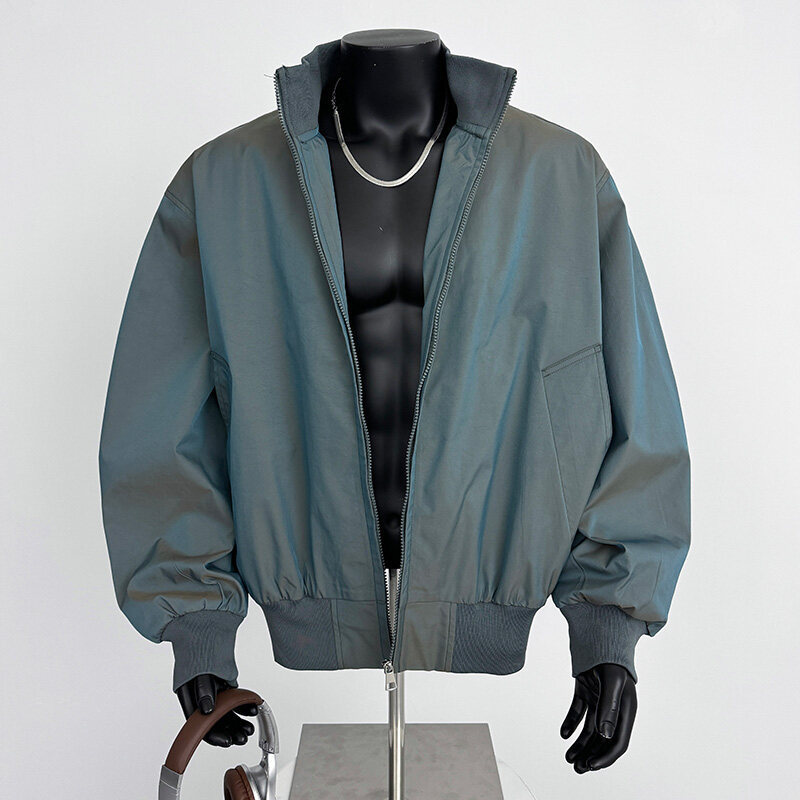 Colorful Satin Collar Jacket Men's Spring and Autumn High-end Men's Top 2025 New Fashion Brand Short Jacket