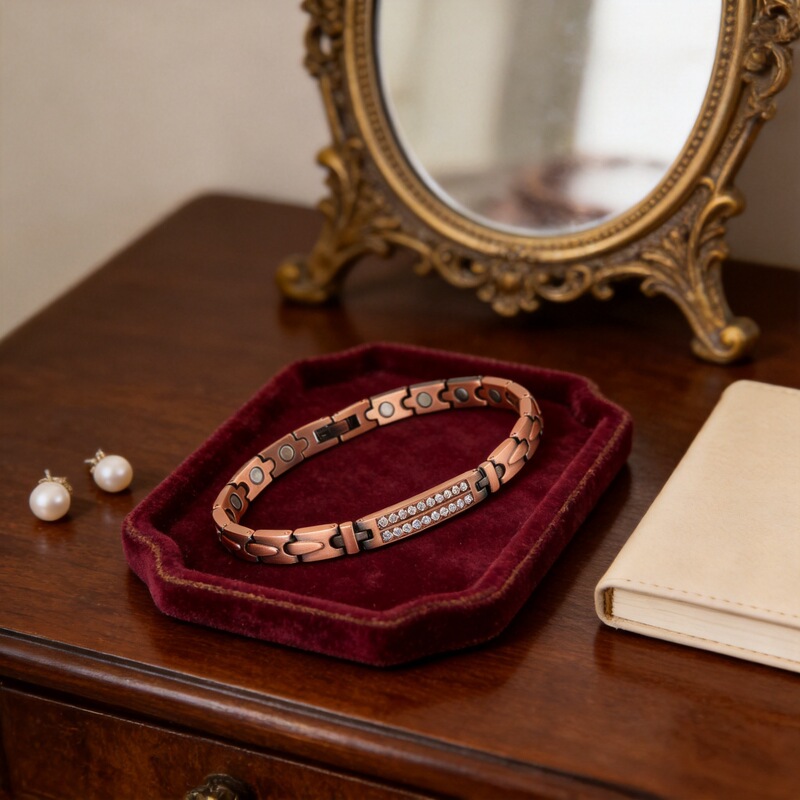 Specially Designed for Retro Fashion, Curved Brand Diamond-Encrusted Teardrop-Shaped All-Magnet Red Copper Bracelet for Women, Wholesale Luxury Style Specially Designed for Retro Fashion, Curved Brand Diamond-Encrusted Teardrop-Shaped All-Magnet Red Copper Bracelet for Women, Wholesale Luxury Style