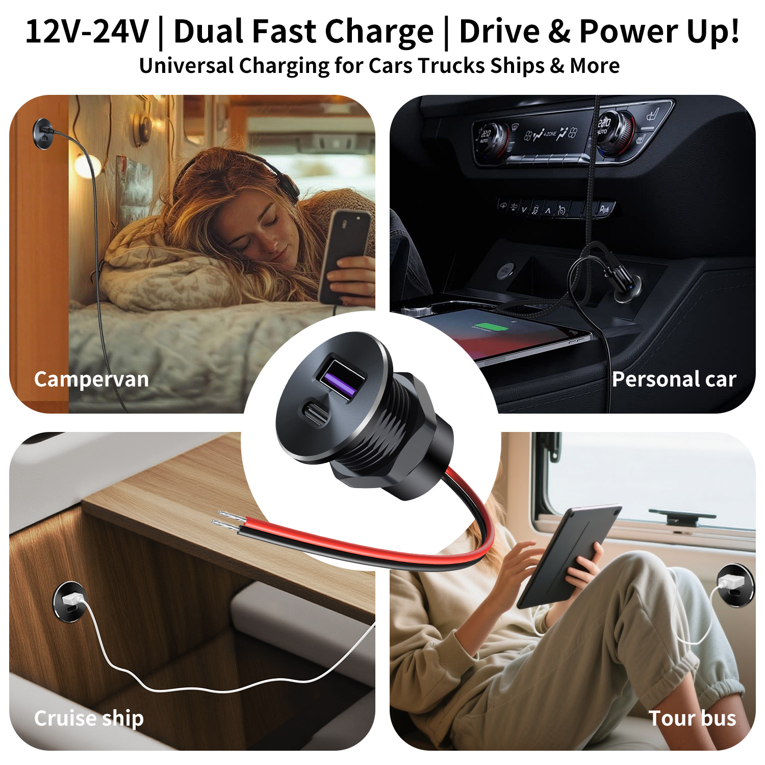 Car Charger Adapter Fast Charging Type-C Interface Automobile Modification Accessory Aluminum Alloy Mini Car Charger