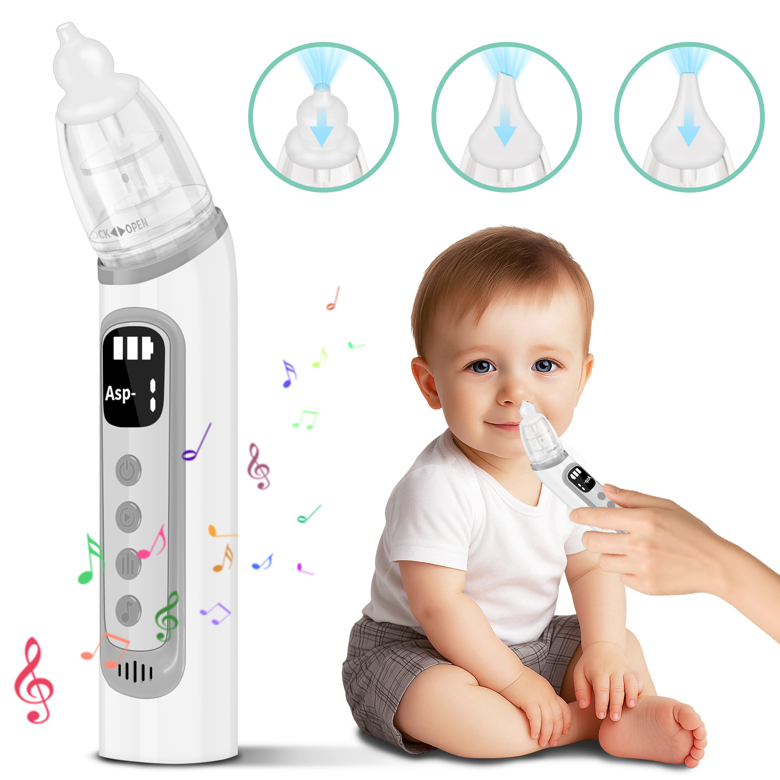 跨境热销电动吸鼻器婴儿吸鼻涕清洁器负压防逆流宝宝鼻屎便携清洁