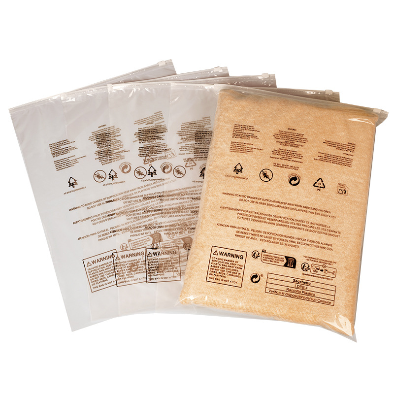 España reciclado ropa estándar advertencia bolsa con cremallera temu comercio electrónico transfronterizo transparente pe bragas bolsa de embalaje de ropa