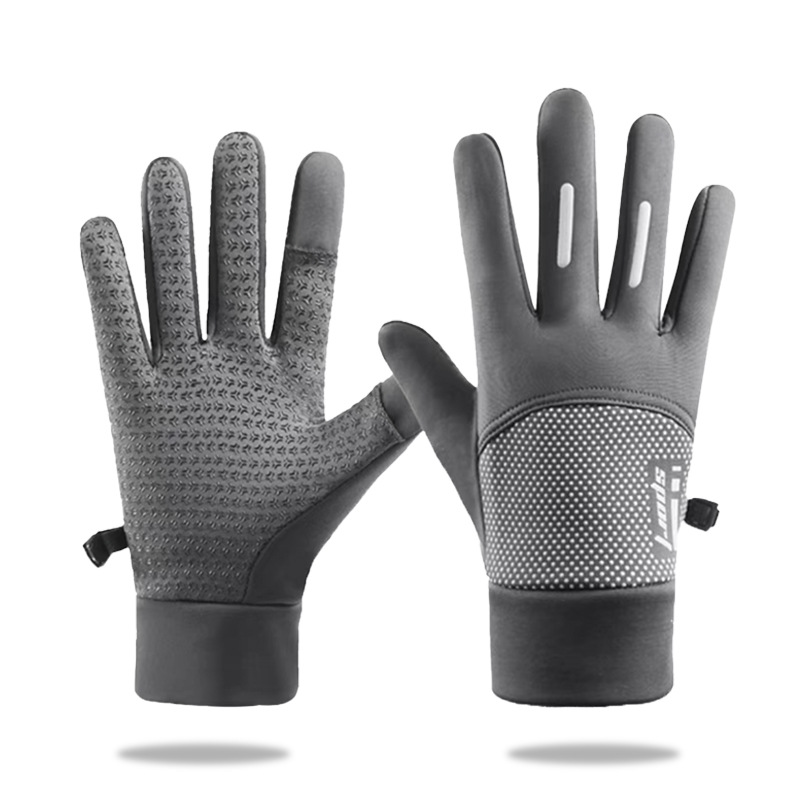 Guanti da ciclismo da uomo per tutte le stagioni, adatti per touchscreen, antivento, foderati in pile, riflettenti per la visibilità notturna_voghion.com