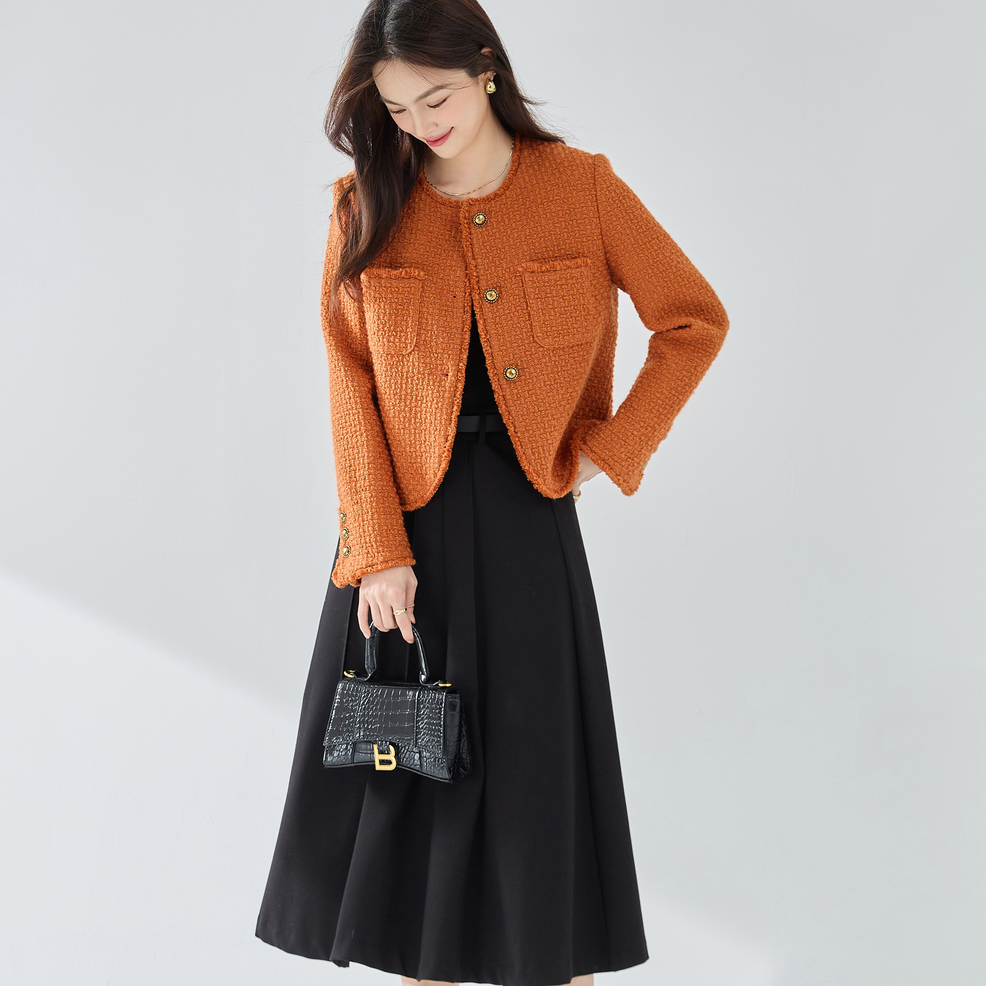 2023 Otoño de cercanías adelgazamiento temperamento Socialite Tweed borla borde clásico lana Chanel abrigo corto femenino 15375
