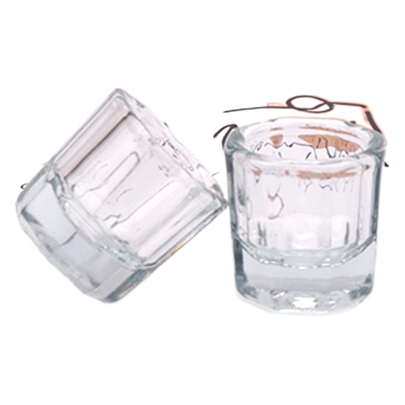 Tapa de la taza octogonal de uñas tapa de cristal tapa de acero inoxidable tapa de la taza de mezcla de líquido de uñas cristal anti-volátil