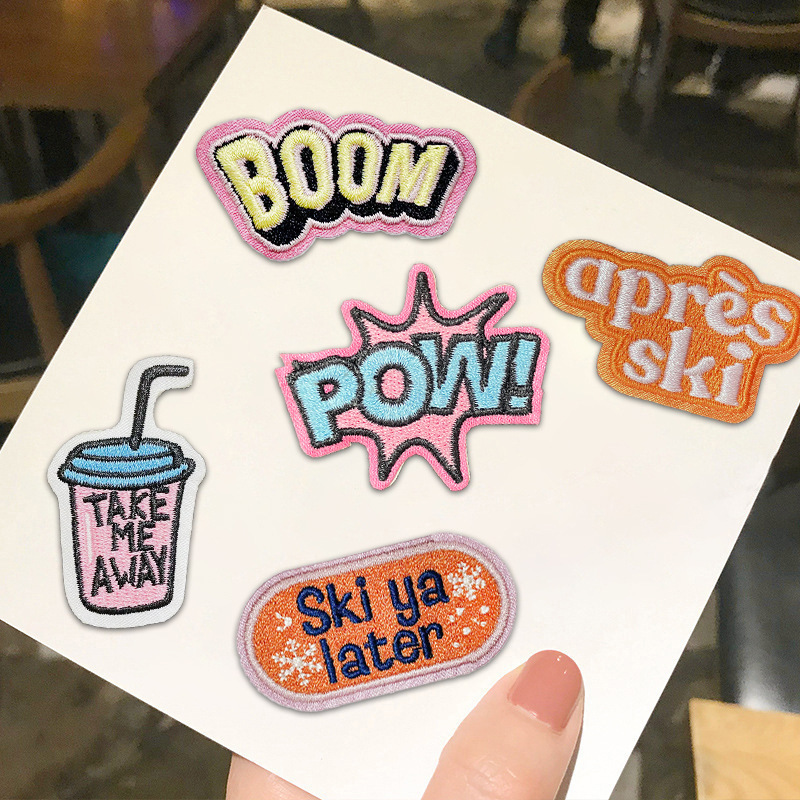 Cartoon letter embroidery 3m self-adhesive sewing-free letter small cloth sticker clothes mobile phone case diy bag decoration patch