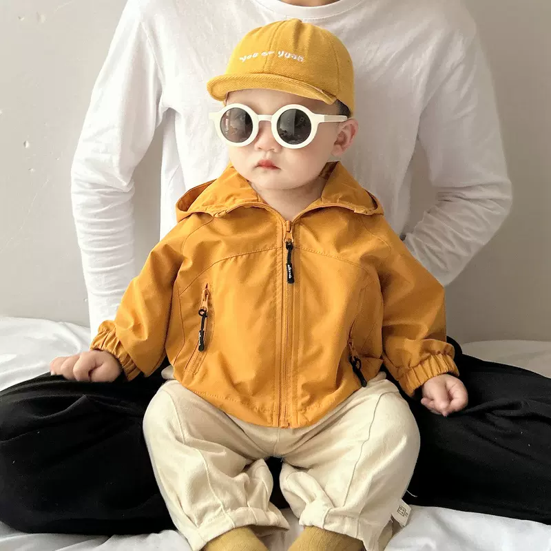 潮酷男孩秋冬季冲锋衣新款秋装帅气小童休闲连帽夹克婴儿防风外套