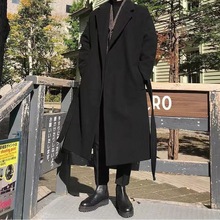 新品毛呢男装大衣秋冬季男士呢子夹克长款过膝加厚长风衣宽松外套
