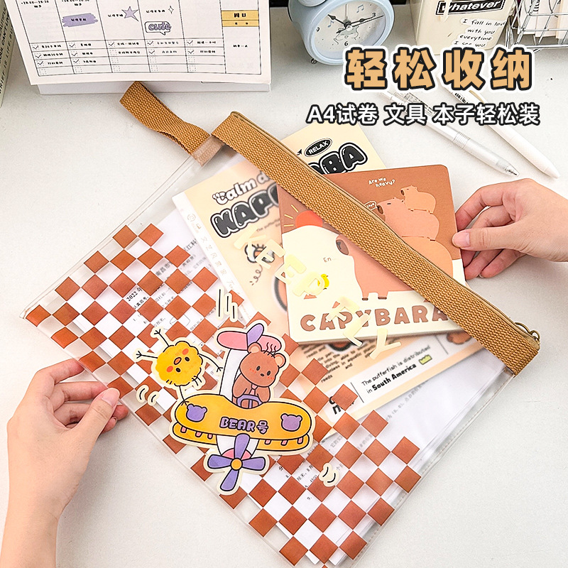 Bolsa de documentos transparente A4 bolsas de papel de prueba de clasificación de estudiantes bolsas de papelería de prueba impermeables portátiles de gran capacidad