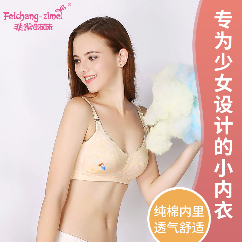 新款少女纯棉内衣轻薄透气无钢圈文胸聚拢收副乳美背防外扩胸罩