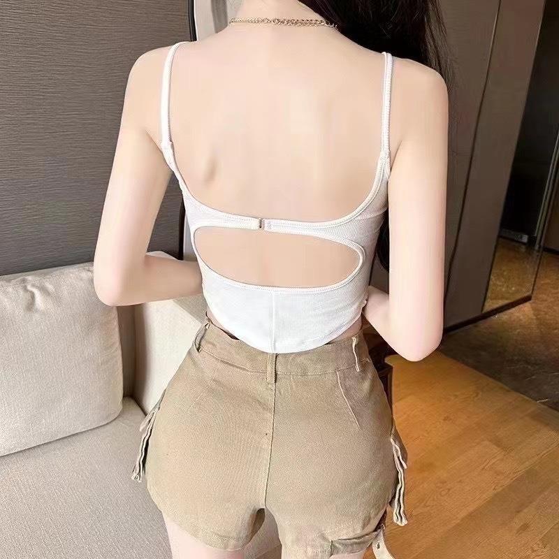 Back Beauty, Backless Function Wholesale Women's Cotton Sexy Solid Color Tank Tops