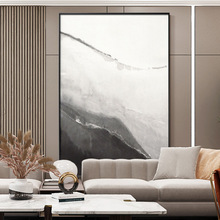 现代客厅装饰画沙发背景墙巨幅黑白灰玄关水墨落地画酒店中式挂画