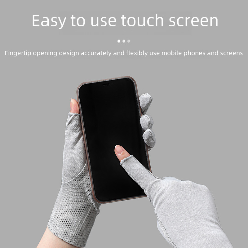 7094 Spring, Summer and Autumn Women's Thin Lace Exposure Finger Leakage Finger Riding Driving Riding Ride UV Protection Sunscreen Gloves_maomaolike.com