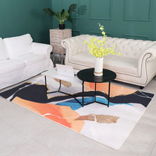 现代简约客厅地毯高低毛仿貂绒印花地毯卧室床边满铺沙发茶几毯