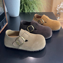 卡皮巴拉复古内增高大头勃肯鞋女2025年新款舒适百搭一脚蹬豆豆鞋