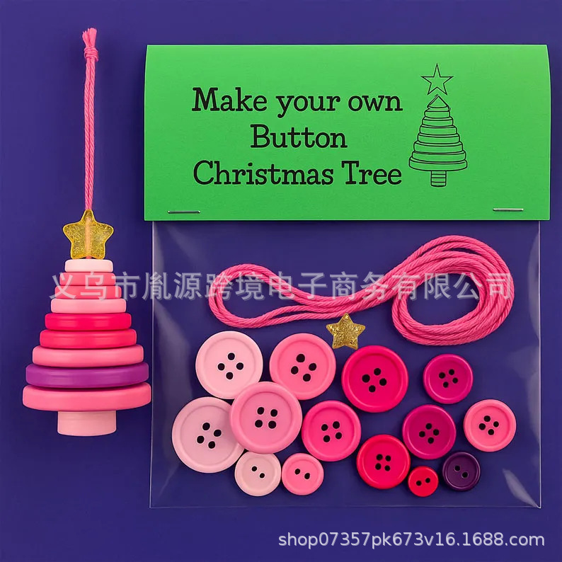 跨境新品DIY Button Snowman Ornament Kit DIY纽扣雪人装饰套件|undefined