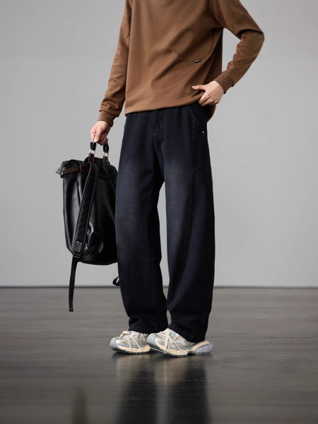 Spring retro demi-season denim trousers