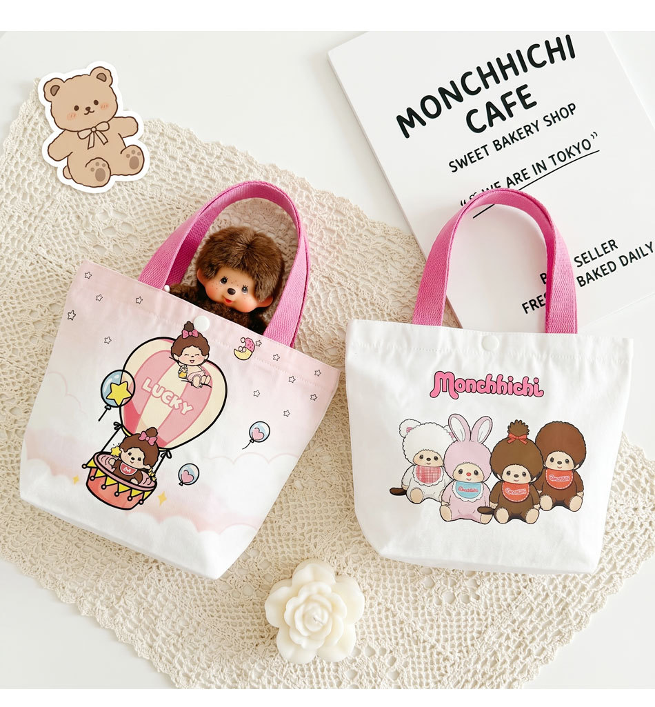 Karikatür Kawaii Canvas Çanta Japon Kore Tarzı Sevimli Baskılı El Çantası Günlük Geniş Kapasiteli Çanta