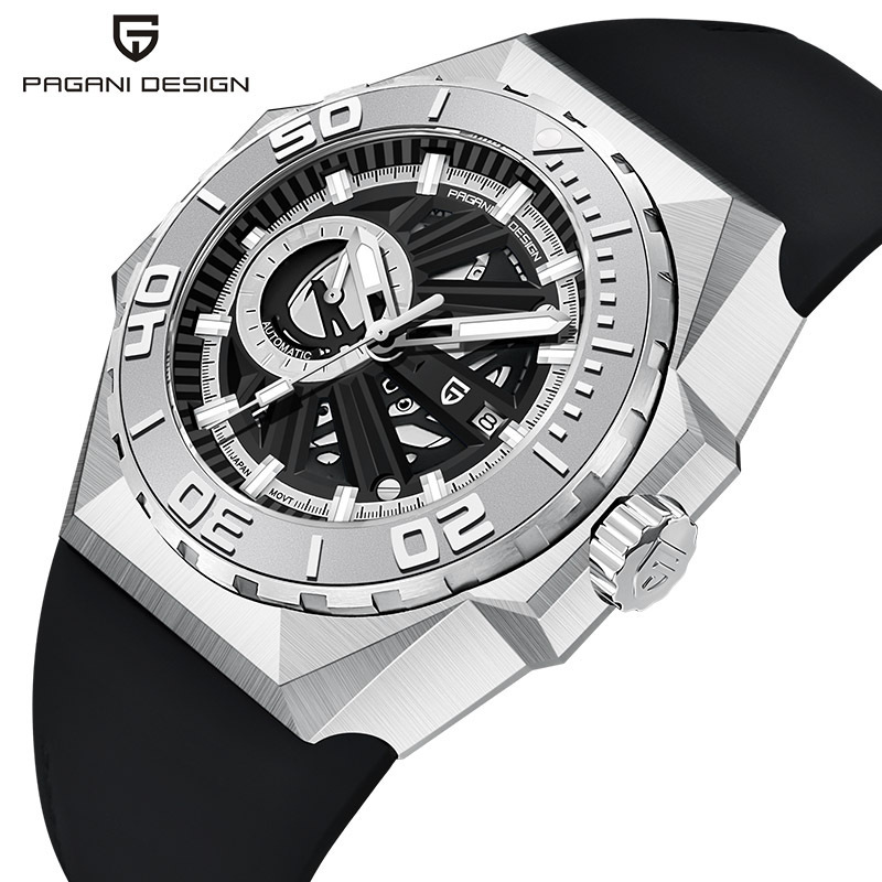 Pagani bojiani YS007 reloj de hombre dial grande reloj mecánico automático creativo reloj de hombre de acero inoxidable hueco