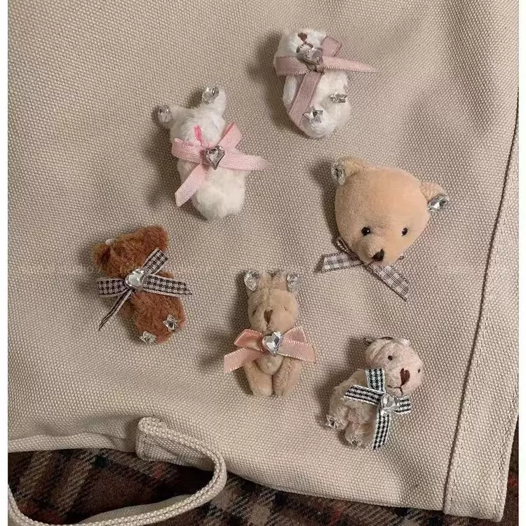 小熊小兔子胸针！可爱毛绒绒蝴蝶结爱心水钻别针包包配饰