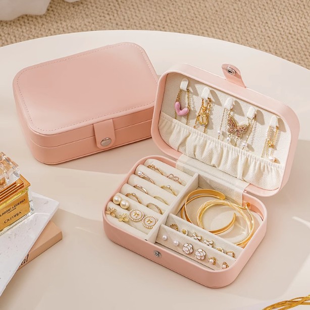 シンプルなinsクロスボーダー携帯鏡ジュエリーミニ韓国版女性ジッパーバッグネックレス指輪アクセサリー収納ケース