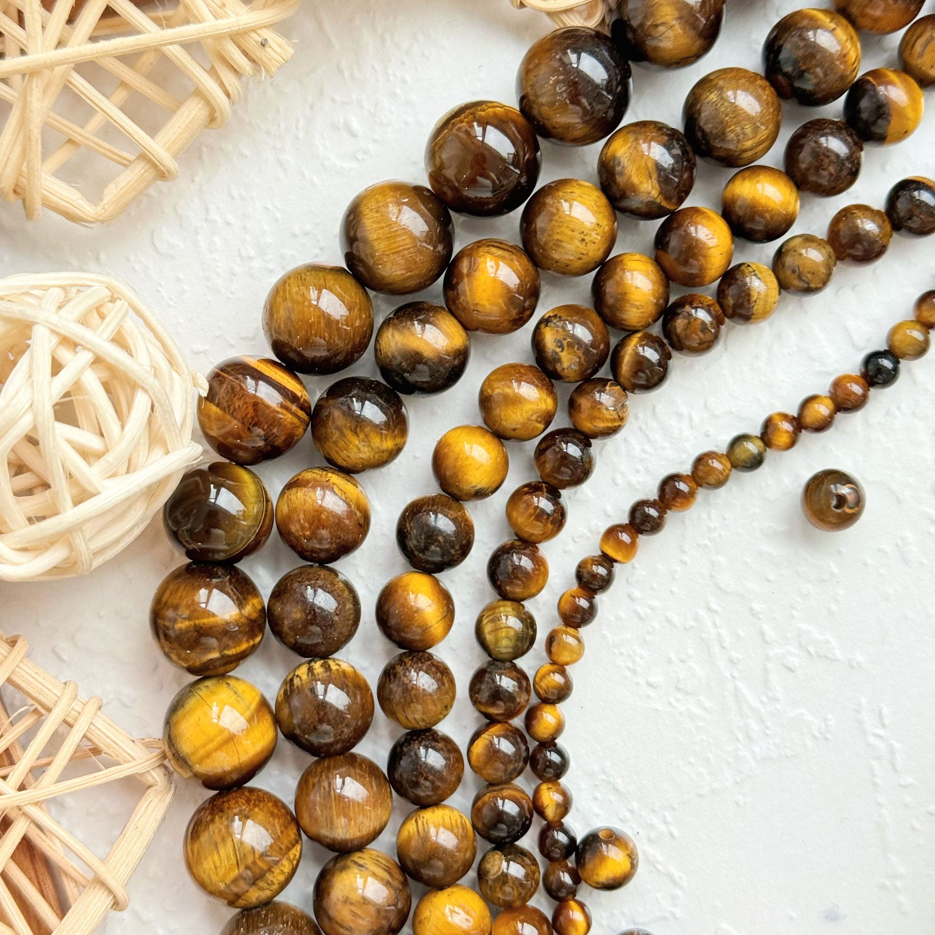 2024 nuevo estilo 4-12mm ojo de tigre piedra natural cuentas redondas hecho a mano bricolaje cuentas cuentas sueltas pulsera collar accesorios de joyería