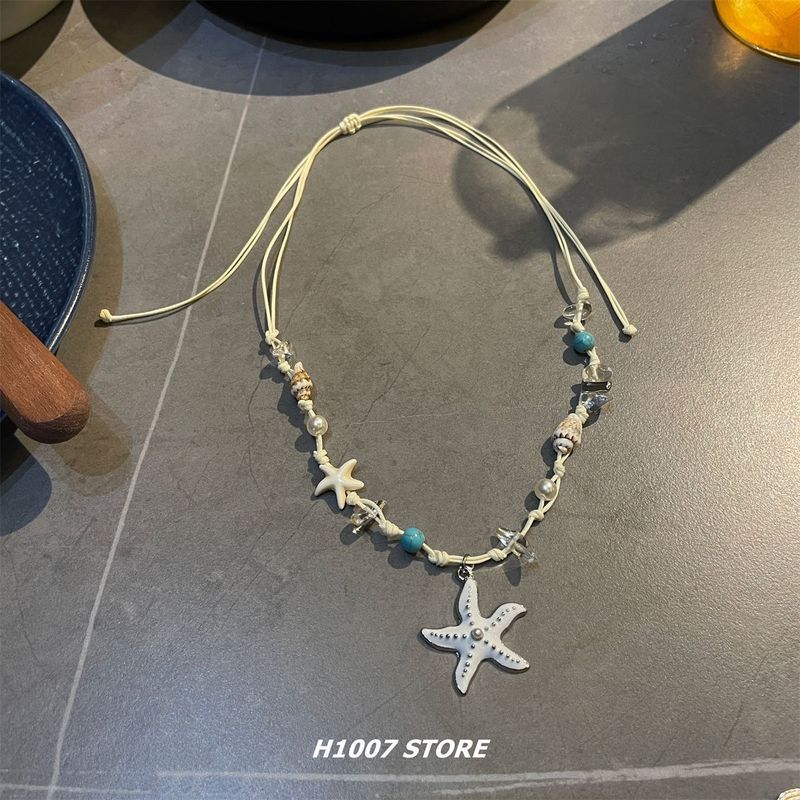 海边度假风可爱珍珠贝壳海星串珠项链女ins仙女小众男锁骨链配饰|undefined