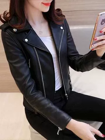 Short polyurethane autumn jacket, plus size, Korean style