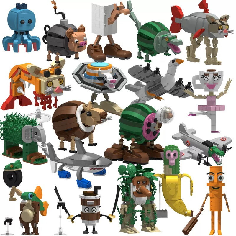 Cross-Border Building Blocks Ai Shan Hai Jing Tungtungsahu Crocodile Airplane Running Shoes Shark Children's Assembly Toys Wholesale