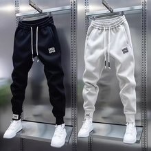 新款纯色哈伦小脚裤裤子卫裤刺绣痞帅男装高级男裤束脚男士