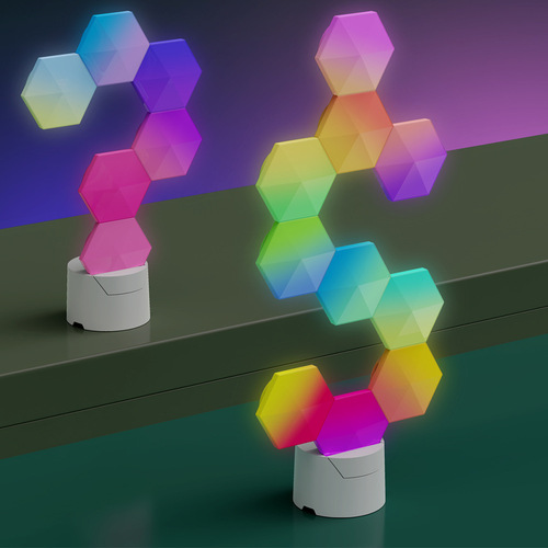 Graffiti rgb e-sports atmosphere light honeycomb quantum light smart app voice control induction odd light board indoor wall light