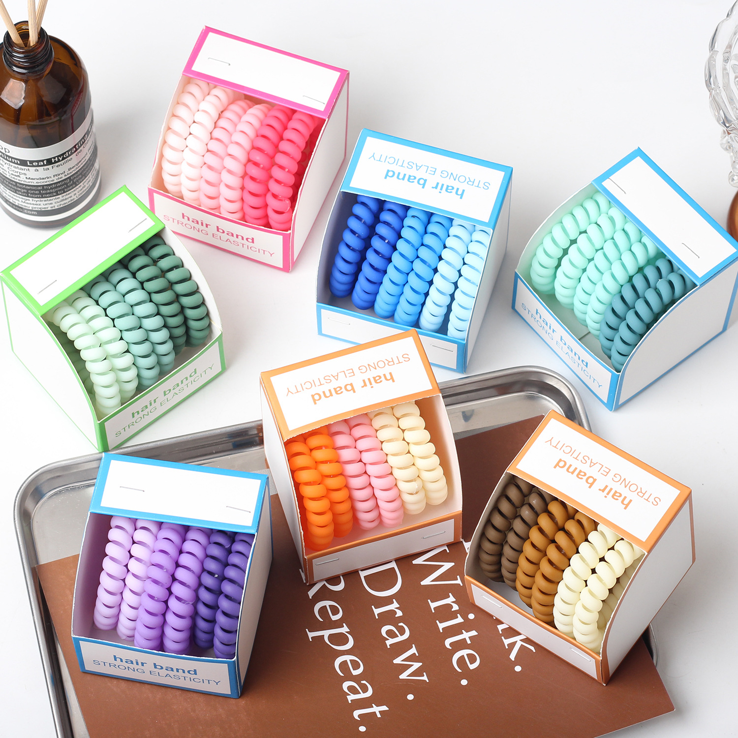 6 paquetes de cabello de cable telefónico esmerilado simple y durable, bucles de cabello de alta elasticidad, cordón de caballo de cauda de cabello de temperamento para el cabello