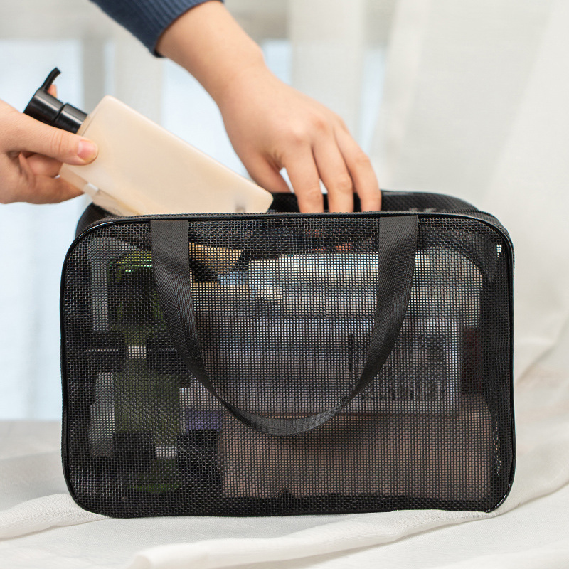 Portable Bath Storage Bag, Large Capacity Mesh Bath Bag, Hollow Toiletry Bag, Fitness Bath Cosmetic Bag, Bath Bag Wholesale