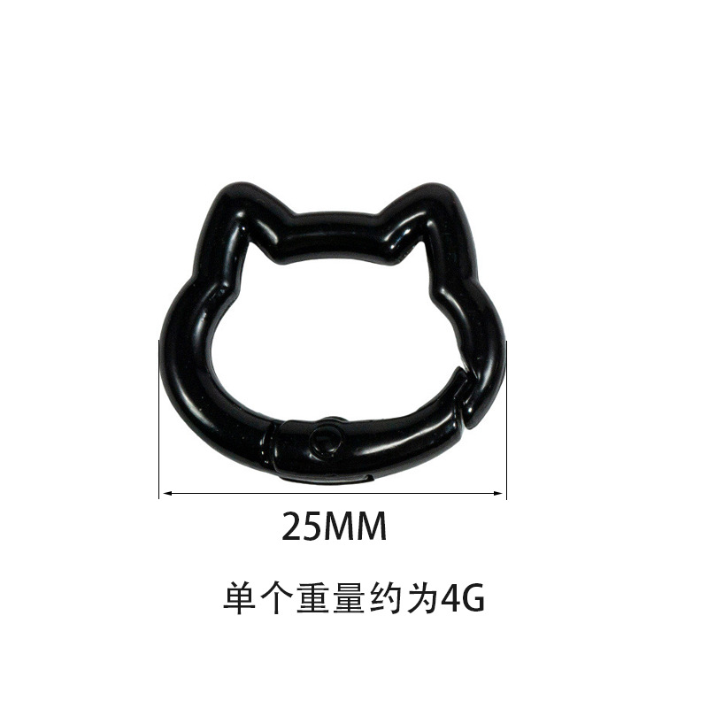 Colorful painted cat head spring buckle keychain DIY hanging spray cat head spring coil buckle accessories alloy connection ring 5